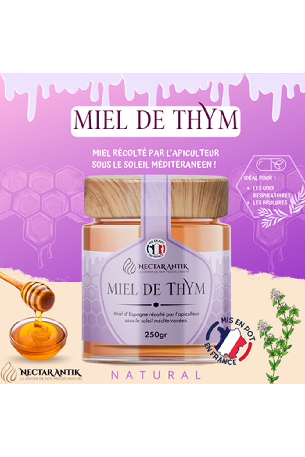 Miel de Thym d'Espagne 250gr - Nectar Antik