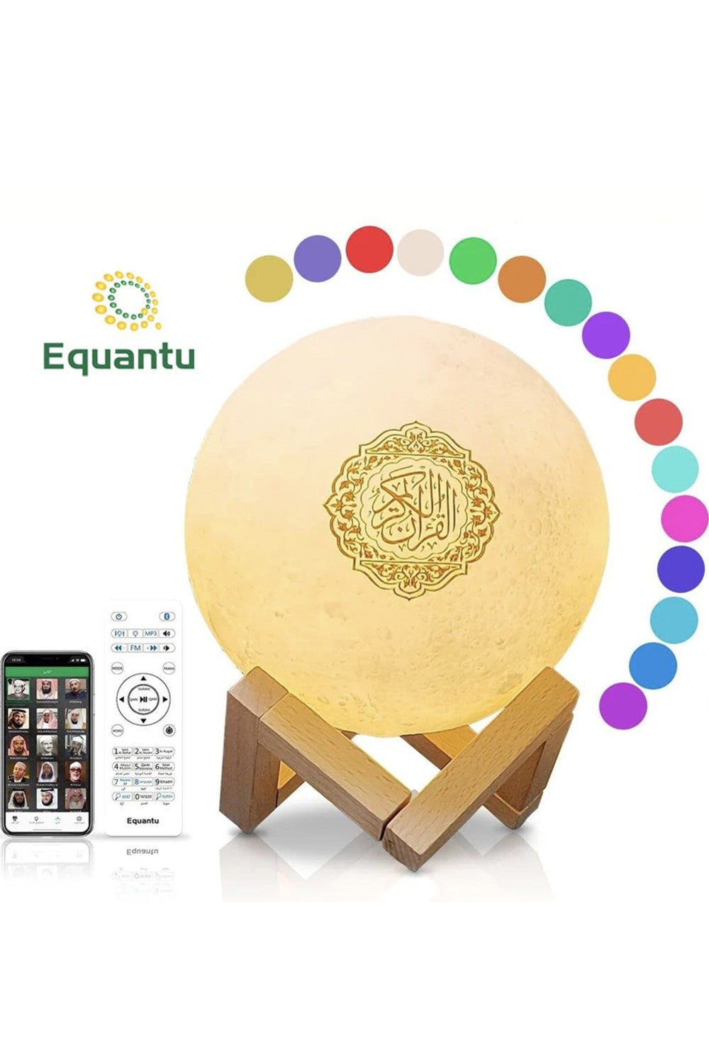 Veilleuse Coranique MP3 Lampe de lune SQ168 avec haut-parleur Coran Bluetooth connecte Android et iOS - Equantu SQ168