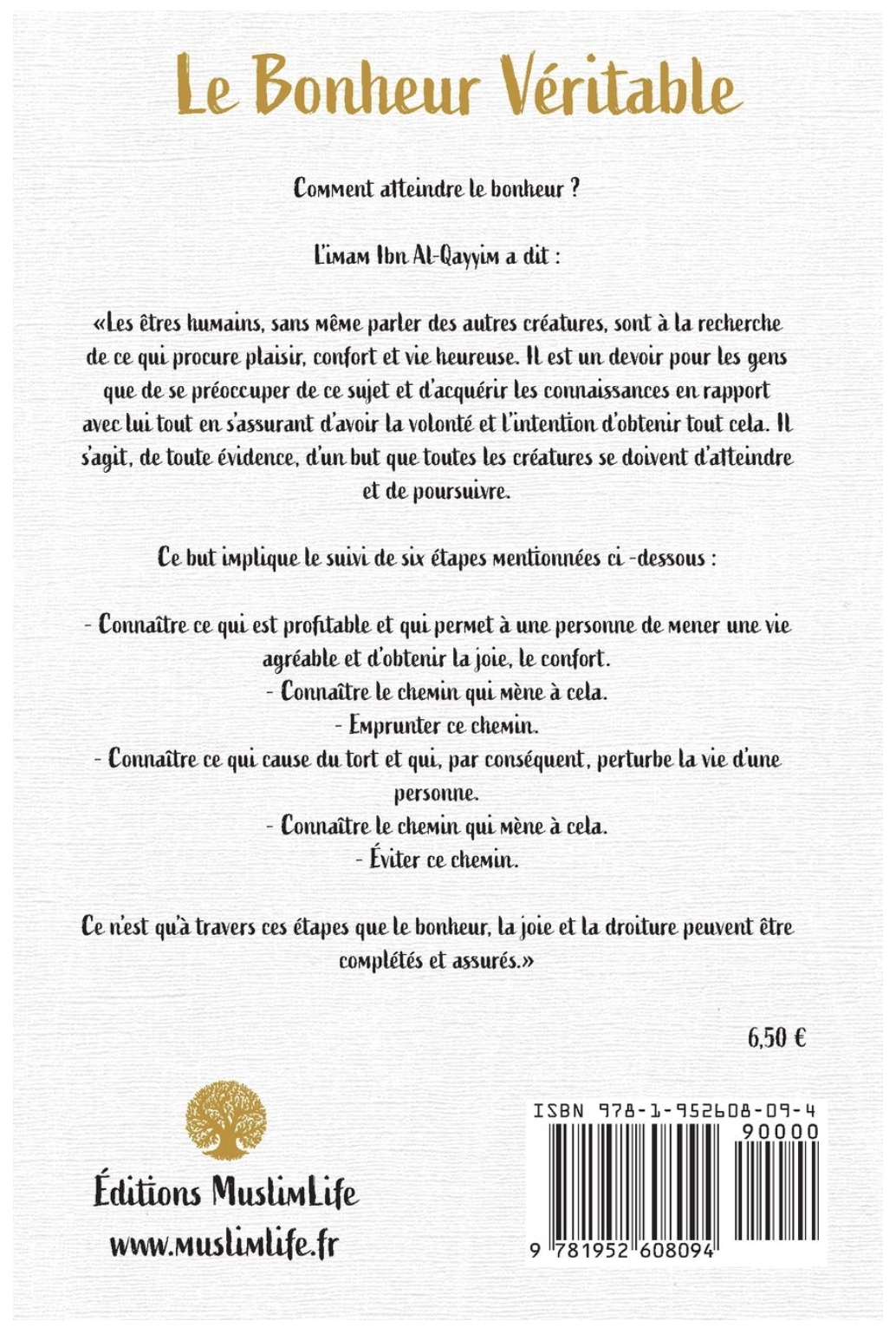 Le Bonheur Véritable de Ibn Al-Qayyim - Édition MuslimLife