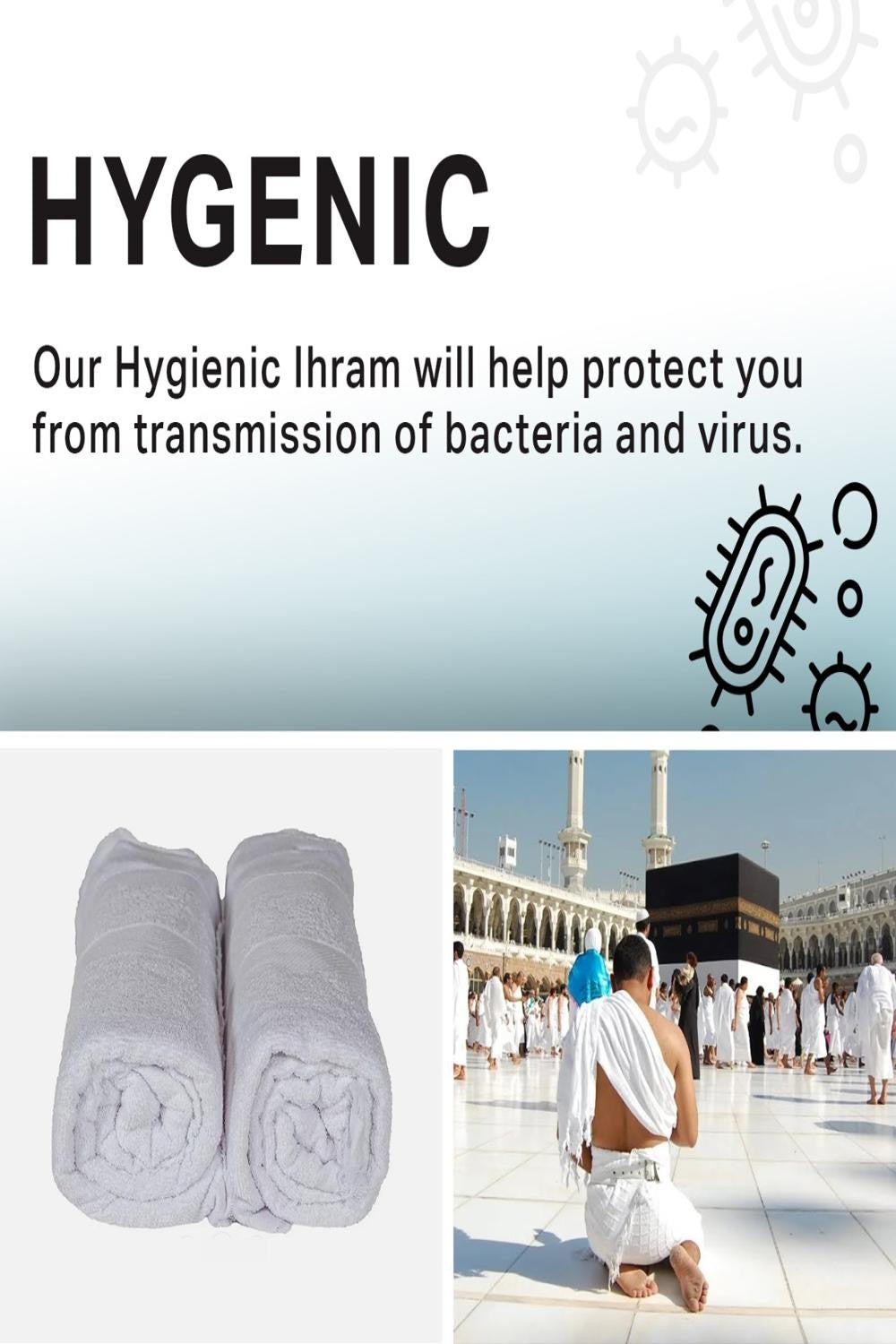 IHRAM pour Hajj et Omra 100 % Coton Égyptien – Sans Bouton – SAFWA