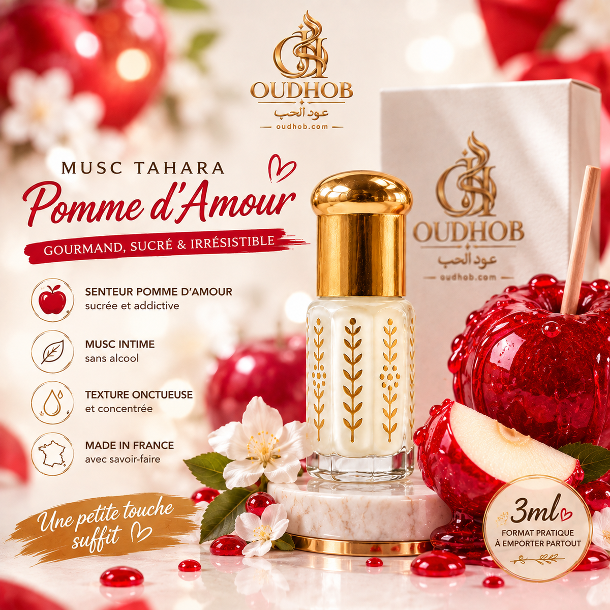 Musc Tahara Pomme d’Amour – Almíscar Íntimo Sem Álcool 3 ml – OudHob | عود الحب