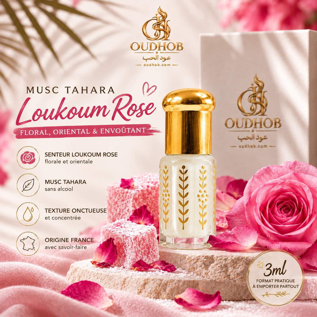 Musc Tahara Loukoum – Intieme Musk Zonder Alcohol 3 ml – OudHob | عود الحب