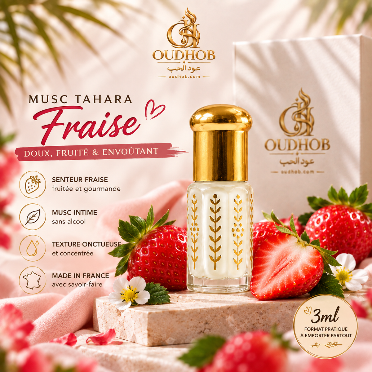 Musc Tahara Fraise – Intim Musk uden alkohol 3 ml – OudHob | عود الحب