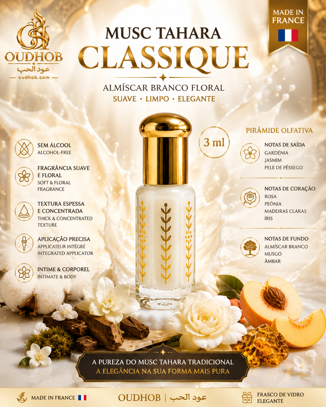 Musc Tahara Classique – Musc Blanc Intime Sans Alcool 3 ml – OudHob | عود الحب
