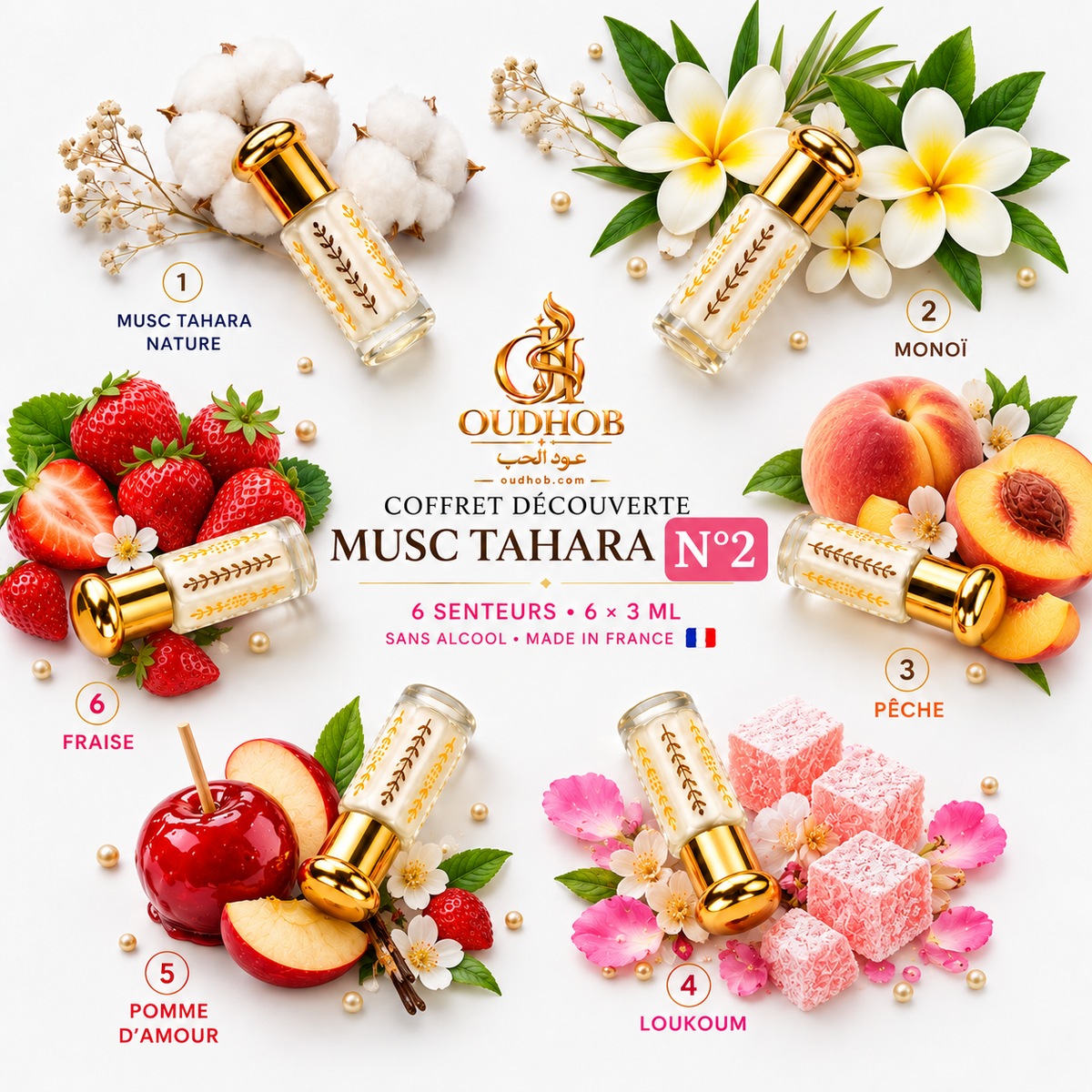 Set Scoperta Musc Tahara N°2 – 6 Fragranze × 3 ml – Senza Alcol – OudHob | عود الحب