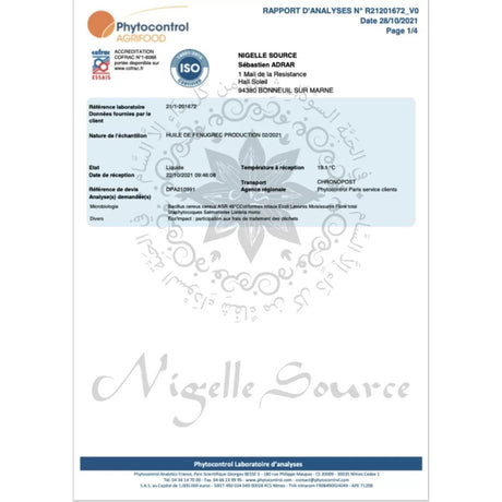 Huile de Fenugrec d’Égypte 100ml Usage Alimentaire - Nigelle Source