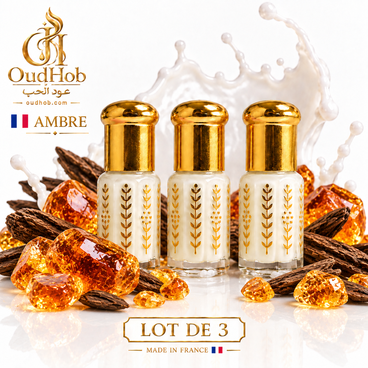 Musc Tahara Amber – Intieme Musk Alcoholvrij 3 ml – Gemaakt in Frankrijk – OudHob | عود الحب