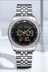 Montre de luxe originale Saphir AL-HARAMEEN HA-6109 Montre horaires Azan numérique étanche, Montre poignet en acier inoxydable