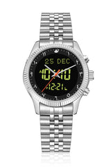 Montre de luxe originale Saphir AL-HARAMEEN HA-6109 Montre horaires Azan numérique étanche, Montre poignet en acier inoxydable
