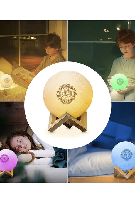 Veilleuse Coranique MP3 Lampe de lune SQ168 avec haut-parleur Coran Bluetooth connecte Android et iOS - Equantu SQ168