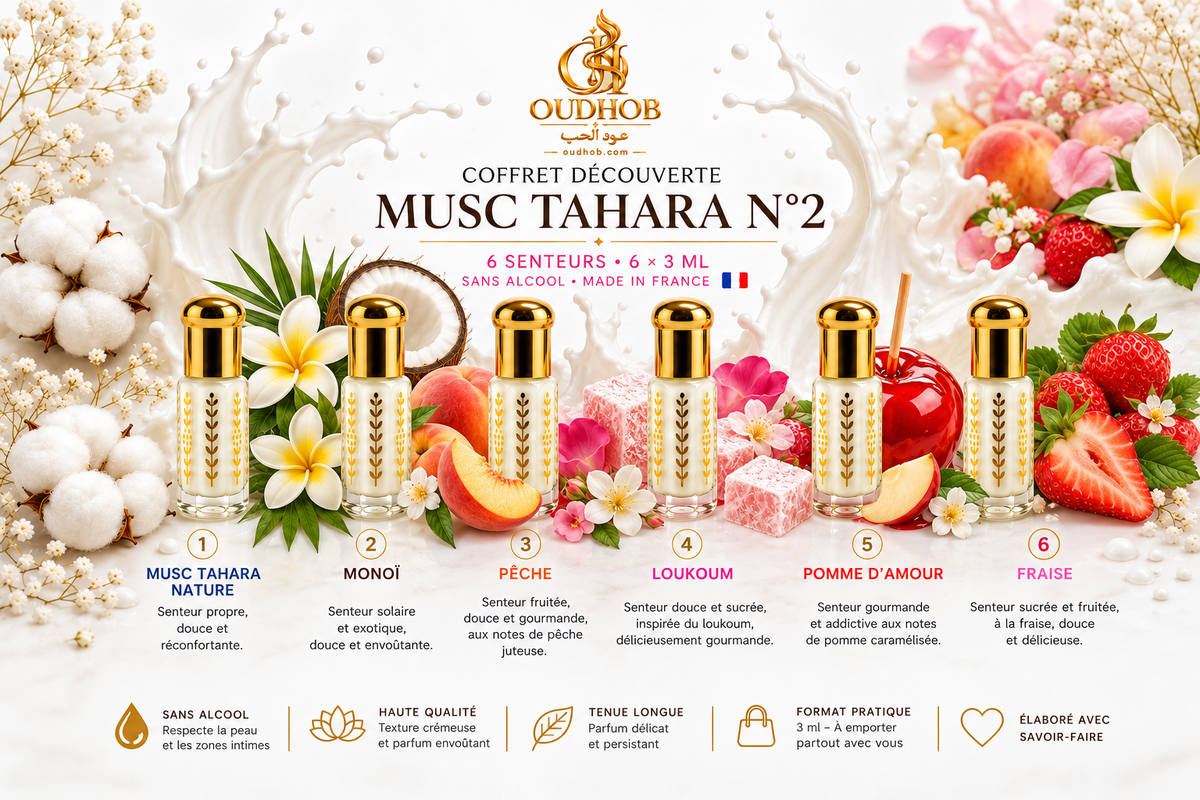 Set Scoperta Musc Tahara N°2 – 6 Fragranze × 3 ml – Senza Alcol – OudHob | عود الحب