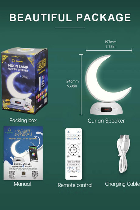 Veilleuse Coranique Lampe Lunaire SQ902 avec haut-parleur Coran Bluetooth connecte Android et iOS - Equantu SQ902