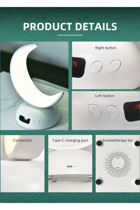 Veilleuse Coranique Lampe Lunaire SQ902 avec haut-parleur Coran Bluetooth connecte Android et iOS - Equantu SQ902
