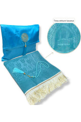 Coffret cadeau élégant Pochette en tissu Tapis de prière & Tasbih (chapelet) Sajada en Velours de Luxe