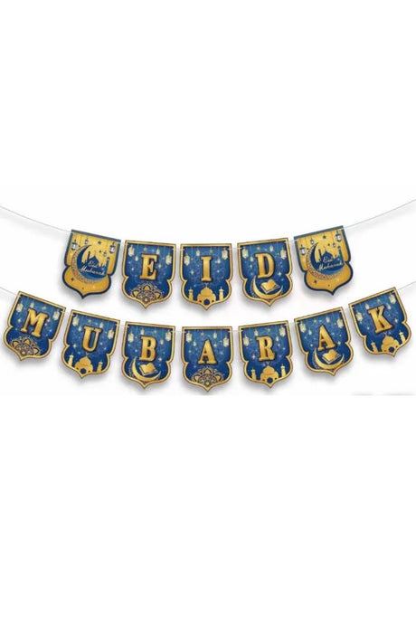 Banderole "Eid Mubarak" – Guirlande Élégante pour la Décoration de l'Aïd 2025