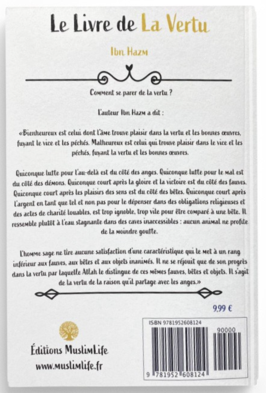Le Livre de la Vertu de ibn Hazm - Édition MuslimLife