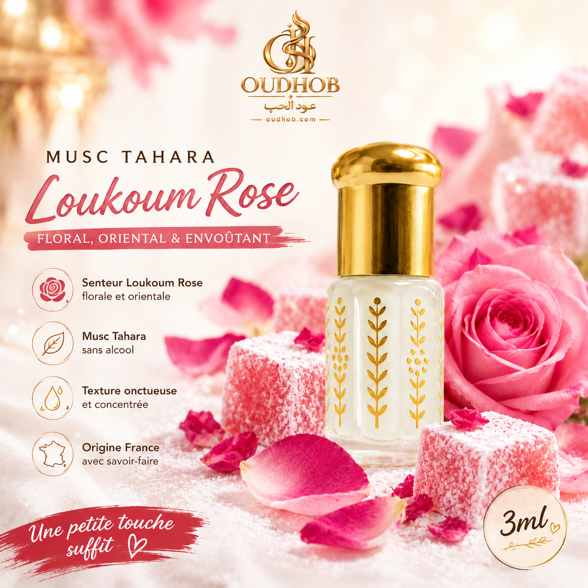 Musc Tahara Loukoum – Intieme Musk Zonder Alcohol 3 ml – OudHob | عود الحب