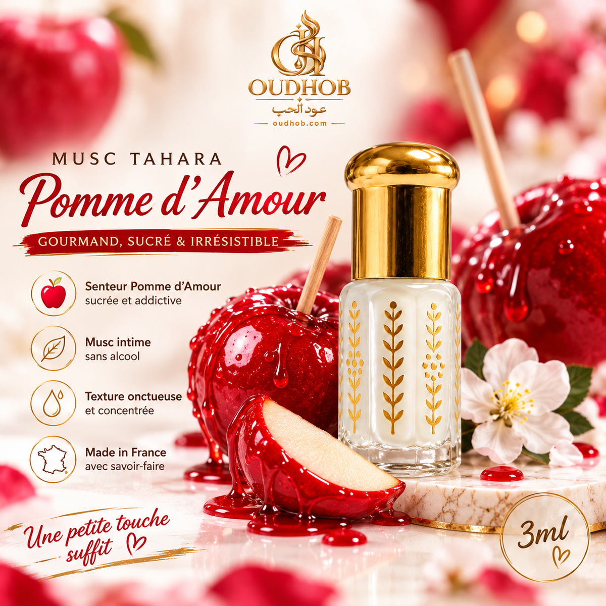 Musc Tahara Pomme d’Amour – Almíscar Íntimo Sem Álcool 3 ml – OudHob | عود الحب