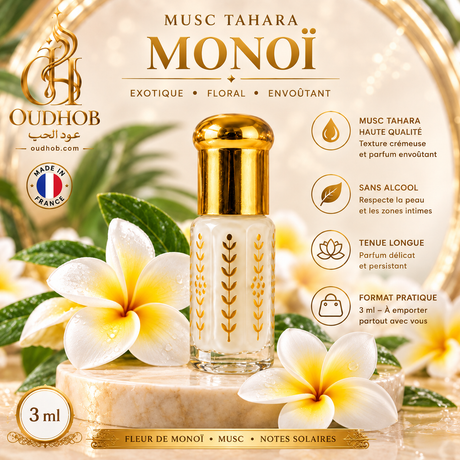 Musc Tahara Monoï – Musc Intime Sans Alcool 3 ml – OudHob | عود الحب