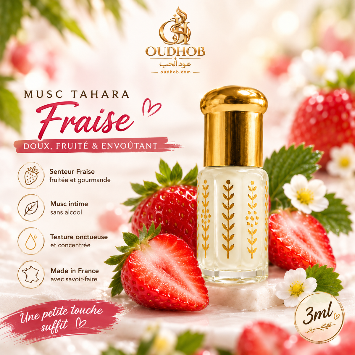 Musc Tahara Fraise – Intim Musk uden alkohol 3 ml – OudHob | عود الحب