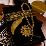 Coran Kaaba Arabe – Couverture Velours Noir Brodée Or – Mushaf Uthmani – Hafs – 14 × 20 cm