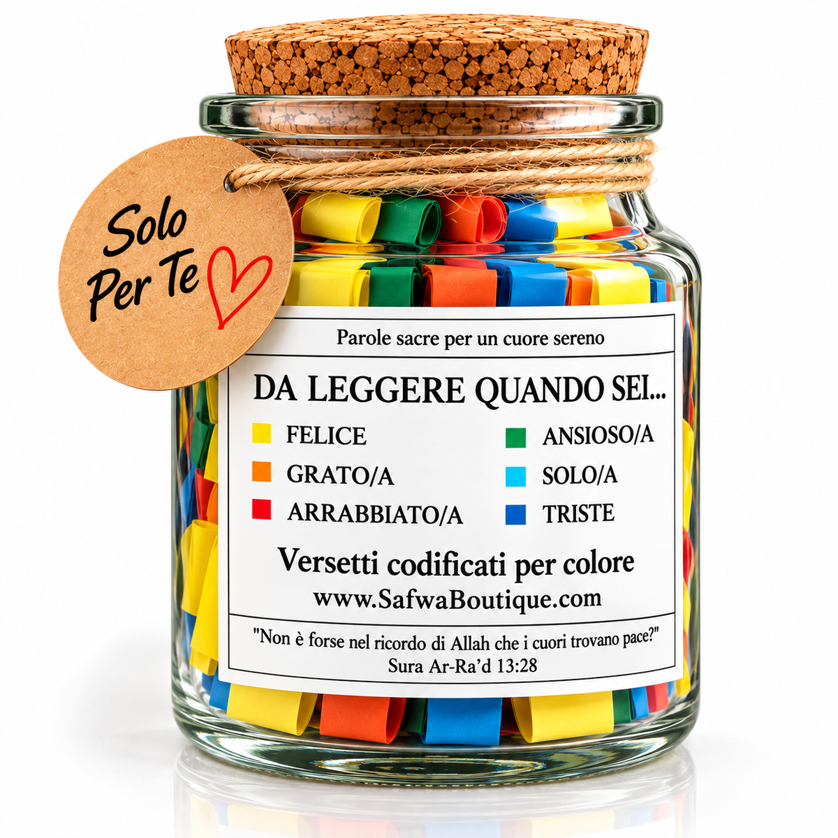 Safwa® Koran-Glas Italienische Ausgabe – Koranverse auf Arabisch & Italienisch – 6 Emotionen – Islamische Geschenkbox