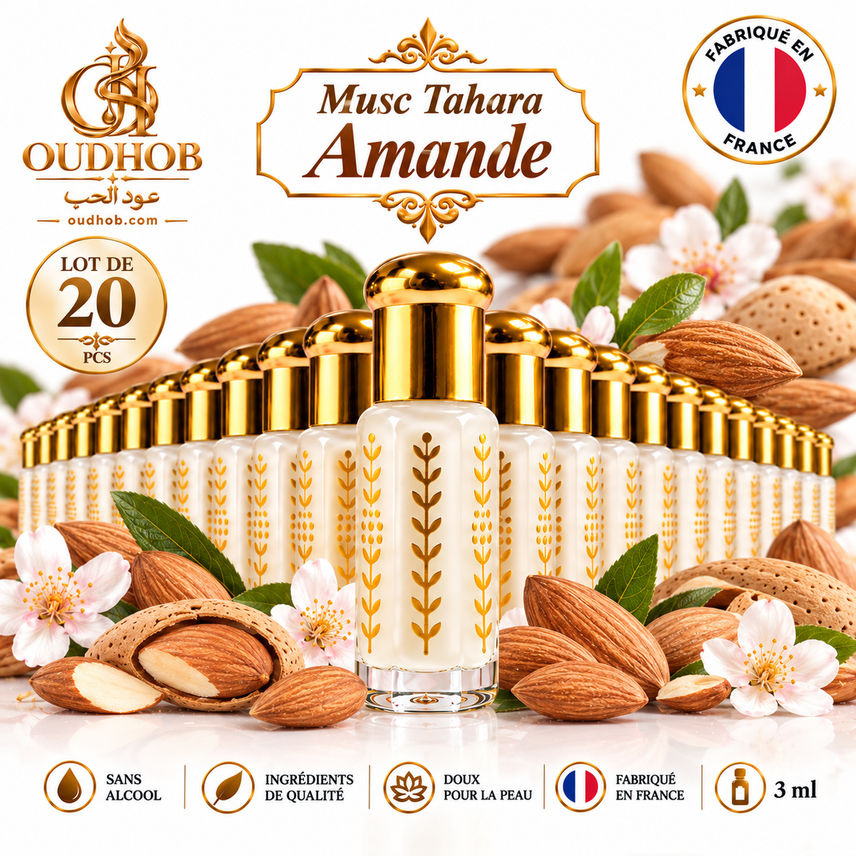 Musc Tahara Mandorla – Senza Alcol 3 ml – Prodotto in Francia – OudHob | عود الحب
