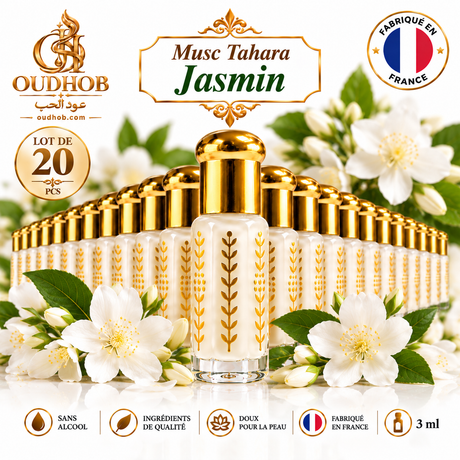 Musc Tahara Jasmin – Musc Intime Sans Alcool 3 ml - Fabriqué en France – OudHob | عود الحب