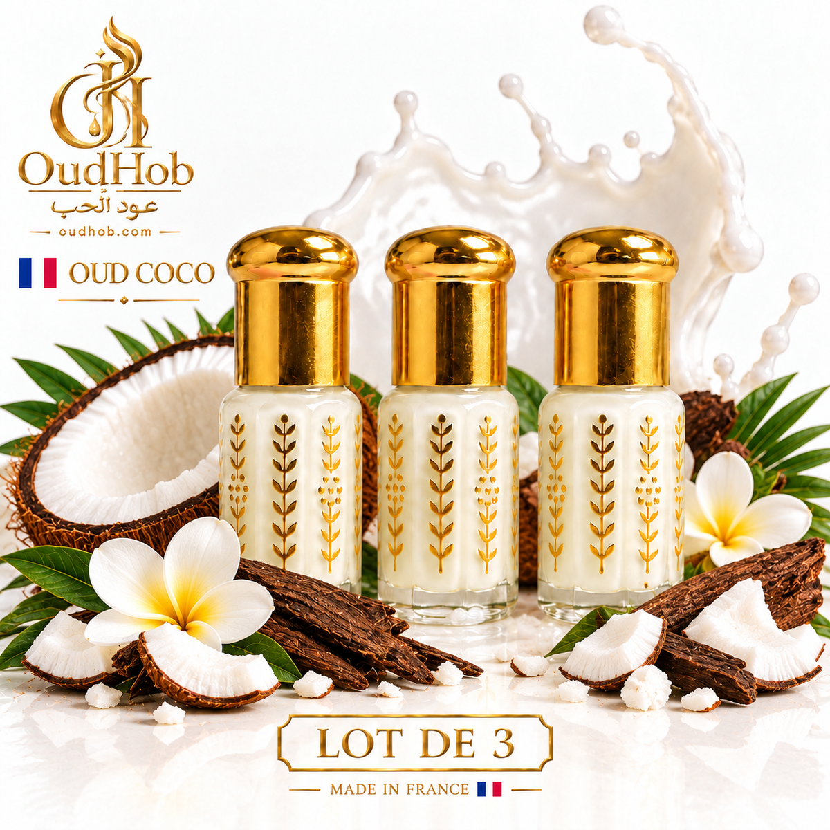 Musc Tahara Oud Coco – Intim Mysk Utan Alkohol 3 ml – Tillverkad i Frankrike – OudHob | عود الحب