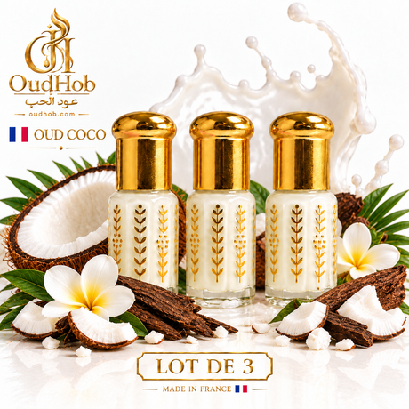 Musc Tahara Oud Coco – Intim Mysk Utan Alkohol 3 ml – Tillverkad i Frankrike – OudHob | عود الحب