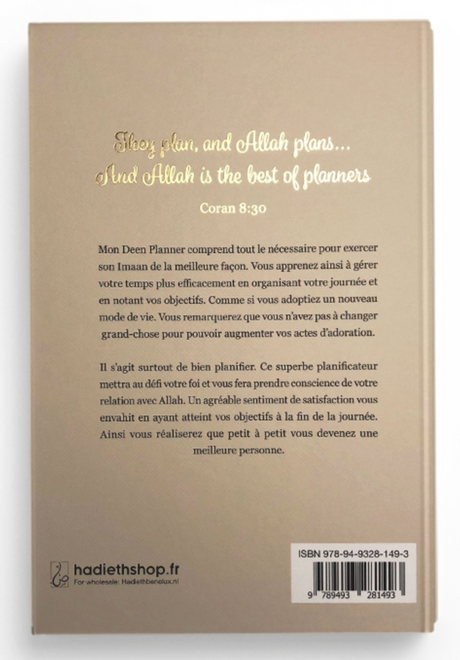 Mon Deen Planner (Beige) – Agenda Spirituel Musulman en Français – Hadieth Benelux